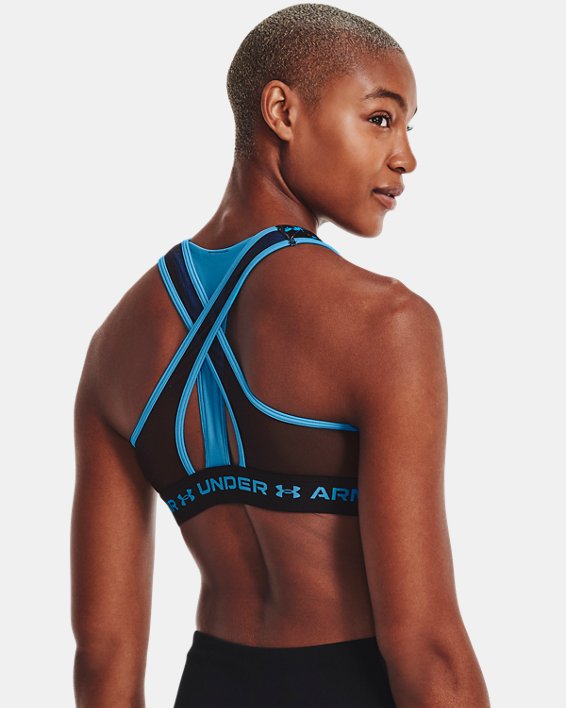 Damen Sport-BH Armour® Mid Crossback, Blue, pdpMainDesktop image number 6